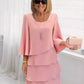 Women's Tiered Ruffle Dress with Flared Sleeves
