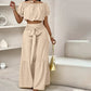 Off-Shoulder Puff Sleeve Top & Wide-Leg Pants 2-Piece Set – Elegant, Comfortable & Perfect for Summer Days ☀️