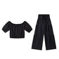 Off-Shoulder Puff Sleeve Top & Wide-Leg Pants 2-Piece Set – Elegant, Comfortable & Perfect for Summer Days ☀️