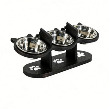 Anti-Slip Elevated 3-Bowl Pet Feeder Comfort Food Water Station For Pets