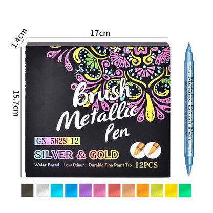 🎨Vibrant Colors Metallic Marker Pens Set | Shiny Metallic Art Markers for Crafts & DIY