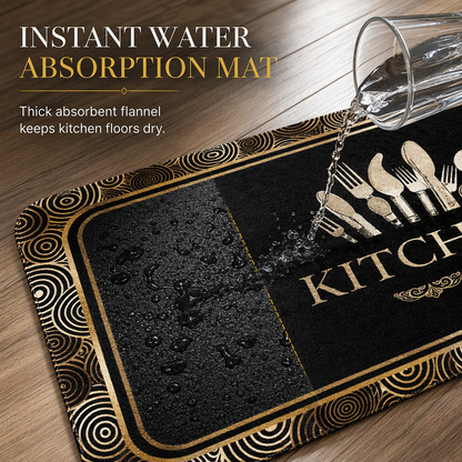 📢📢40% OFF !! ⏰ Geometric Flannel Door Mat – Water & Oil Absorbing Doormat for Kitchen, Bathroom & Entryway