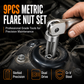 9 Piece Flare Nut Socket Set Slotted Oxygen Sensor Wrench and Diesel Injector Line Socket Auto Repair Tool Kit with Storage Case
